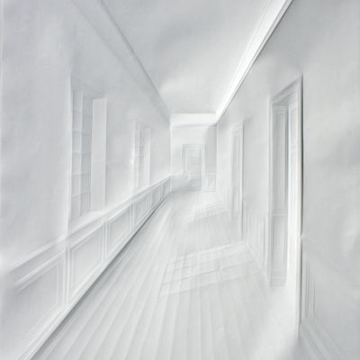 Schubert Ohne Titel (Korridor mit Fenstern) 2014 Papier 100 x 70 cm