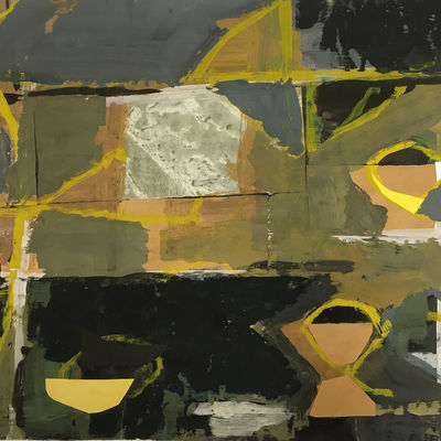 Manfred Zoller, Kelche, 2010, Gouache, Collage, 31 x 42 cm